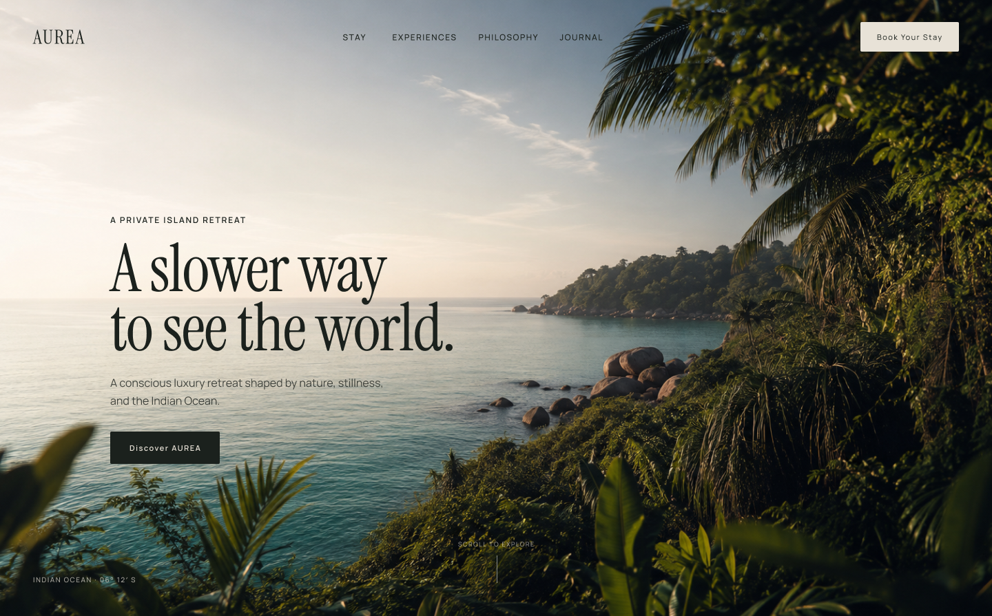 AUREA luxury eco-resort digital experience website