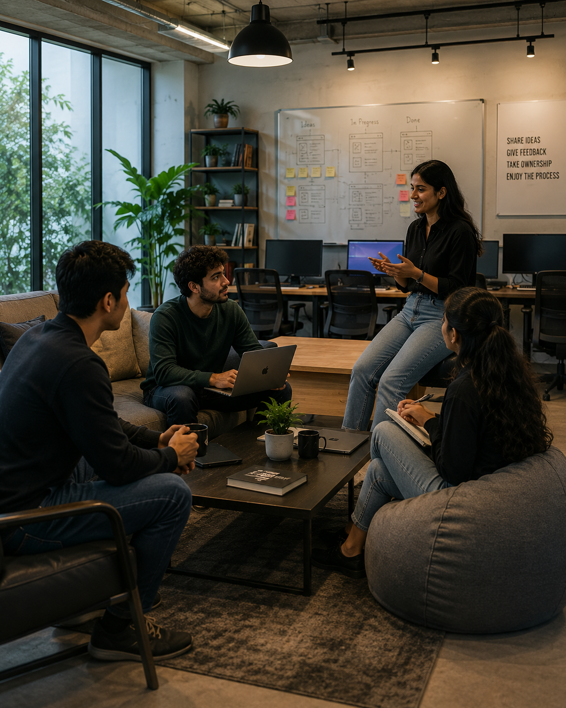 Team collaborating in a modern workspace at Zoura Labs