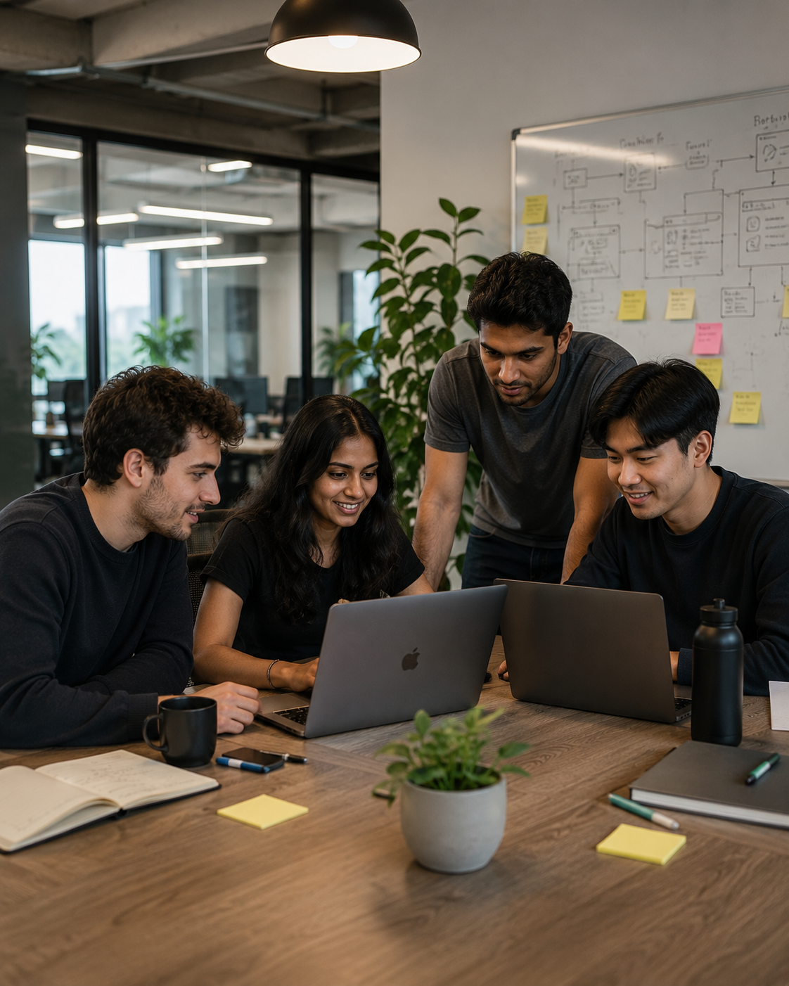 Team members collaborating on software development projects at Zoura Labs