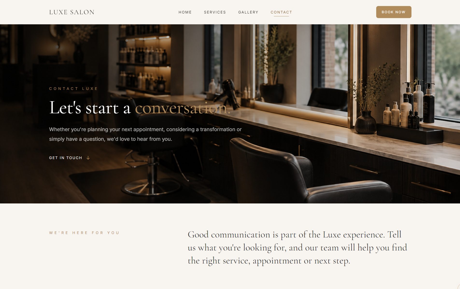 LUXE SALON gallery and consultation digital experience