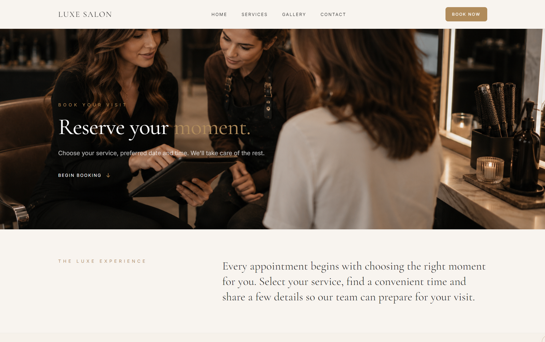 LUXE SALON gallery and consultation digital experience