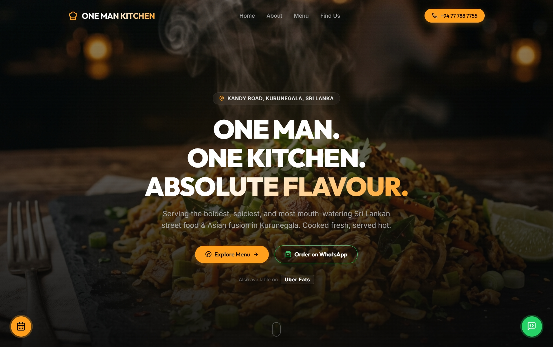 One Man Kitchen website preview