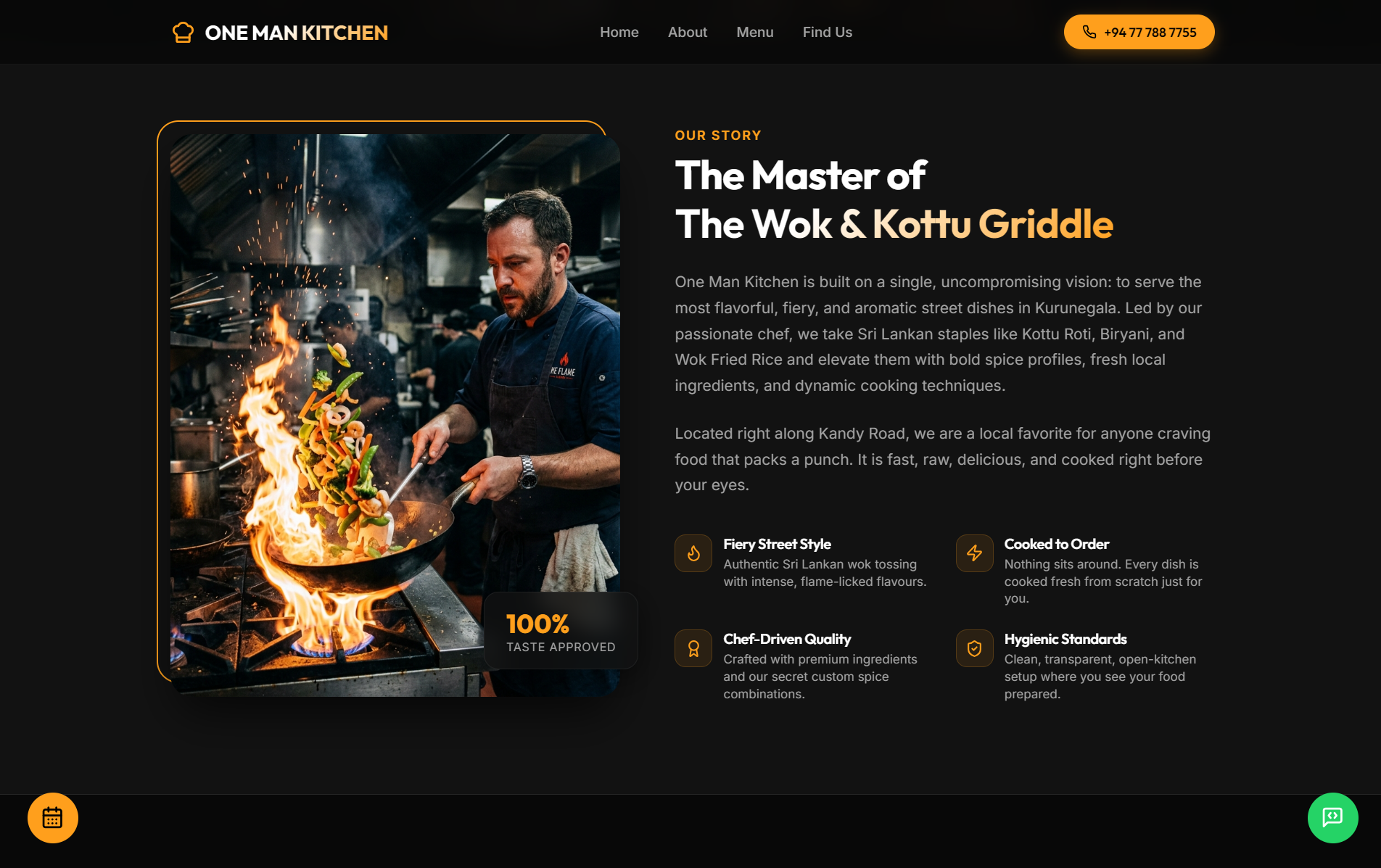 One Man Kitchen ordering system interface